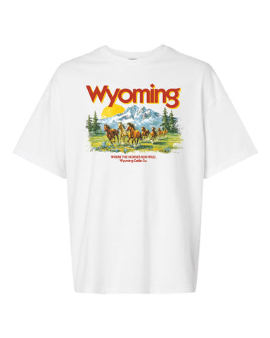 Wyoming Wild Horses Heavy Weight Tee